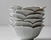 set of 6 white porcelain lotus bowls excellent condition