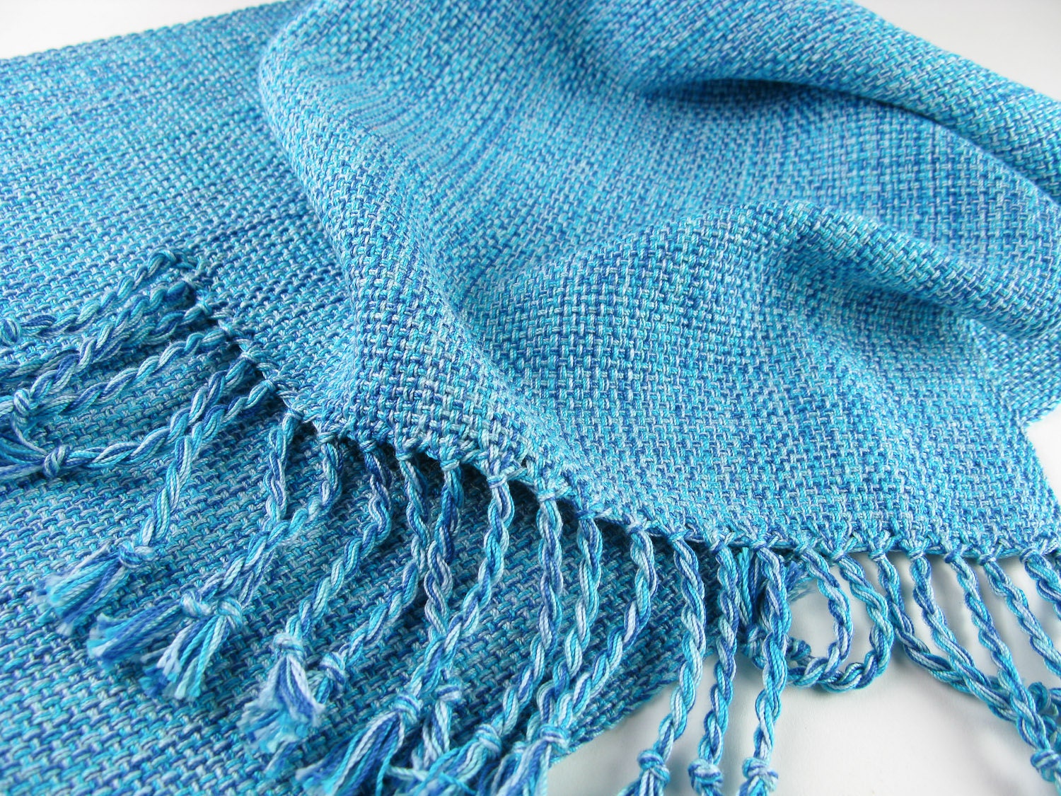 HandWoven Coffee Table Runner Holiday Table Decor Turquoise Blue Cotton Hand Woven Beach Decor