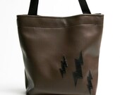 SALE Brown Vinyl Lightning Bolt Tote