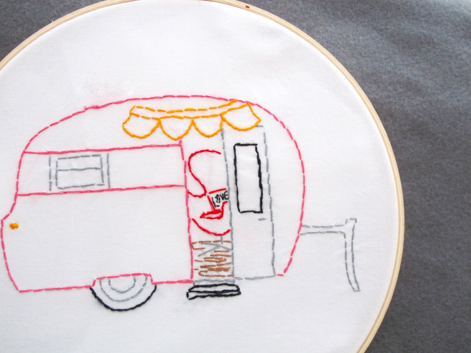 PDF Camper Embroidery pattern - "LOVE the JOURNEY" camper