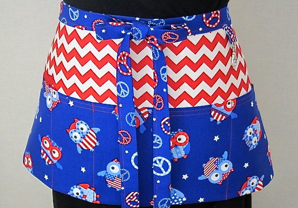 NEW Patriotic Owls Zipper/Key Clasp Vendor Apron