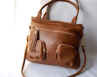 Willow leather bag in whiskey