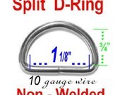 100 PIECES - 1 1/8", Split D Rings, 25mm, 10 gauge, NON welded, NICKEL Plated