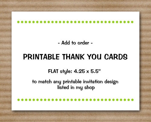 PRINTABLE Thank You Cards - To Match Any Printable Invitation In My Shop - DIY