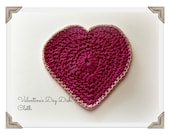 Heart Dish Cloth, Valentine's Day pink cotton dishcloth