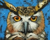 Owl painting 62 12x12 inch original oil painting by Roz