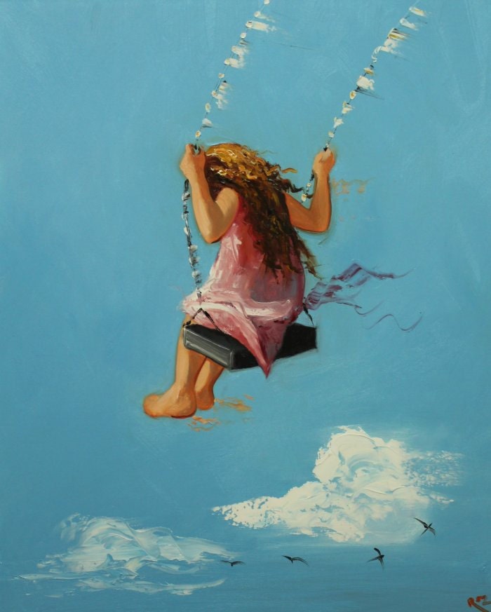 Swing portrait painting 106 24x30 inch figure original oil painting by Roz