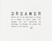 Art Print 8x10 - DREAMER - inspirational, motivational word art