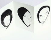 CAT LADIES FACES. Original concertina book.