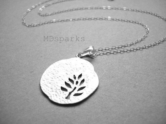 Silver Tree Necklace an engraved pendant