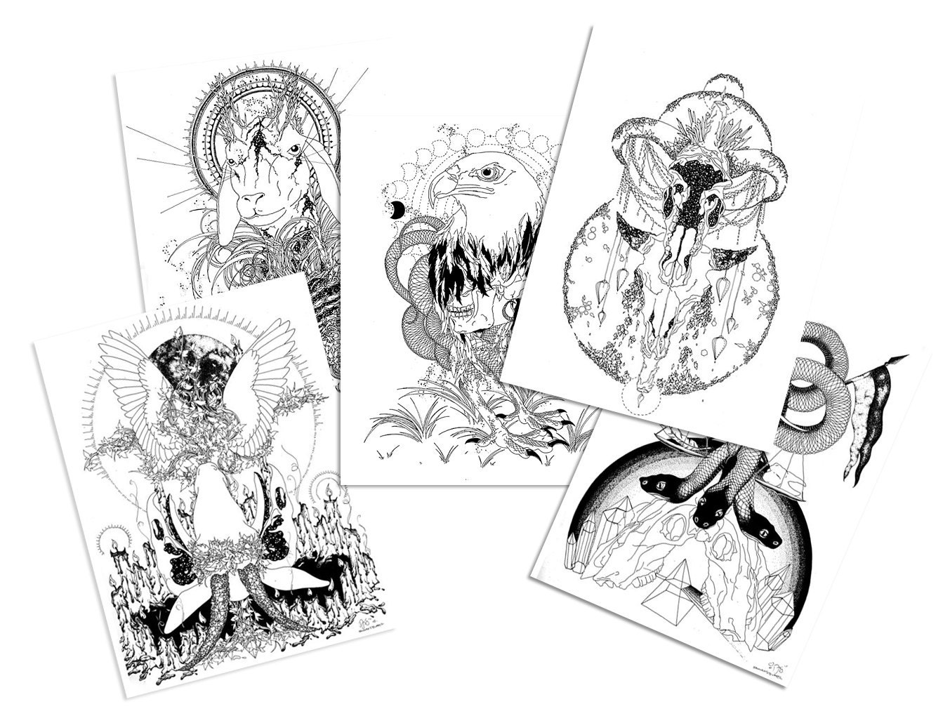 Series of 5 mini-prints- Myth Ritual