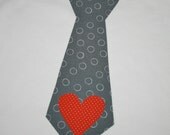 Boys Valentines Day Gray Tie Shirt or Onesie - with Red Heart - sizes 0-3 3-6 6-12 12-18 2 4 6 Long and Short Sleeved Childrens Clothing