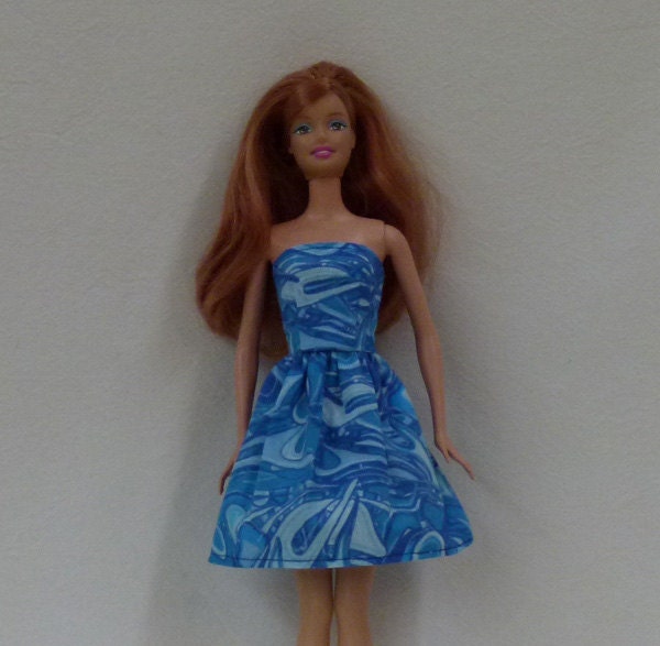 Barbie Clothes Handmade blue Dress ready to mail