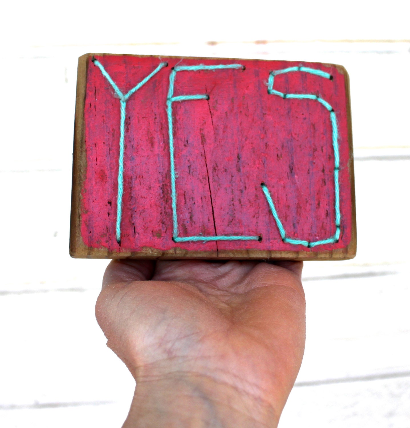 Yes Sewn Block Reclaimed Wood YOU CHOOSE COLORS mini wall hanging