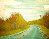 Nature photography, Travel photograph, Rustic Photo, Landscape, Road, Pennsylvania, Yellow, Teal, Aqua - 8x8 inch Print - Setting Forth