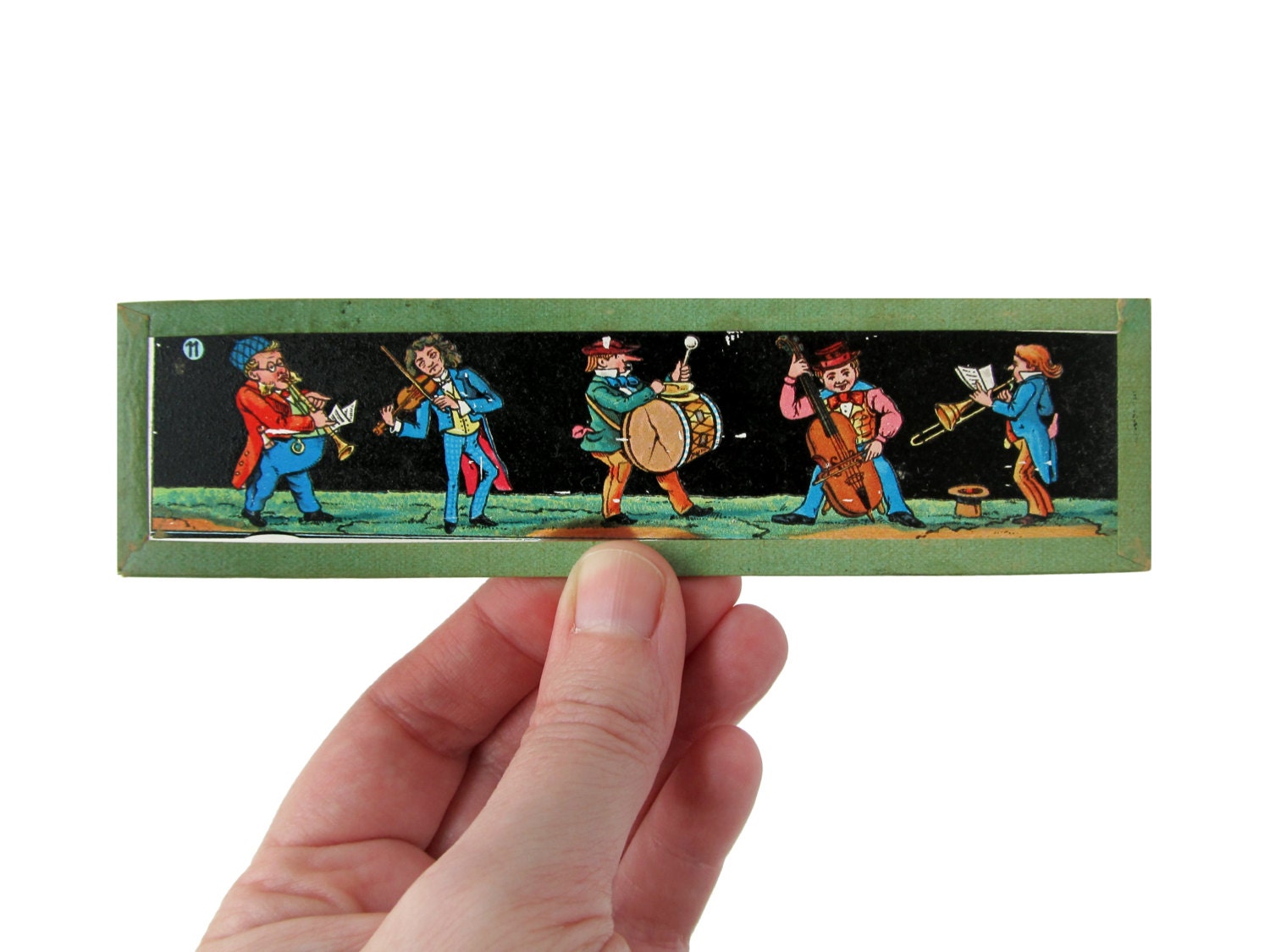 Antique MUSICIANS Magic Lantern Glass Slide