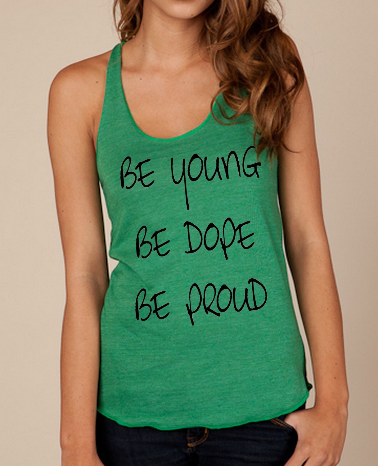 Lana Del Rey Be YOUNG DOPE PROUD American lyrics song Girls Ladies Heathered Tank Top Shirt silkscreen screenprint Alternative Apparel