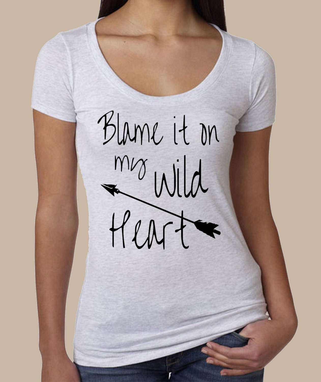 Blame it on my WILD HEART song lyrics ladies shirt Tri Blend Scoop Neck silkscreen screenprint