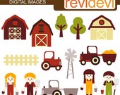HALF PRICE SALE Little Farmers Clipart 07249 - Digital Images - Kawaii cute clip art - Commercial use for printed stationery and card desig