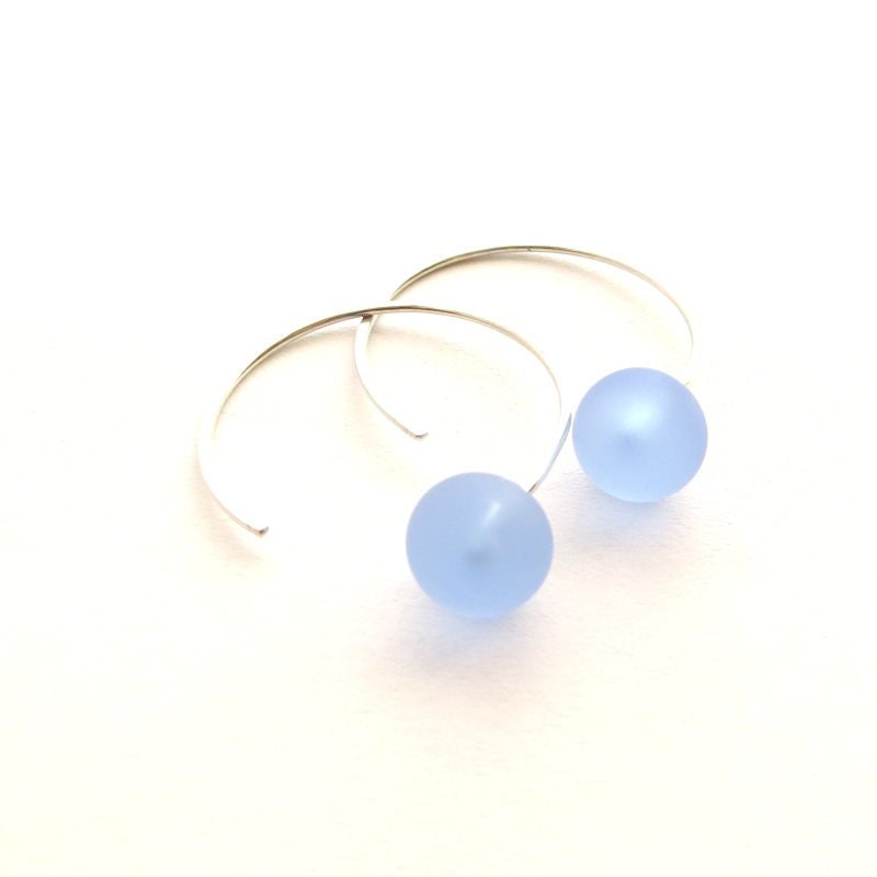 Aniani Cornflower Hoops - Lampwork glass earrings, blue glass earrings, blue hoop earrings, sterling silver hoop