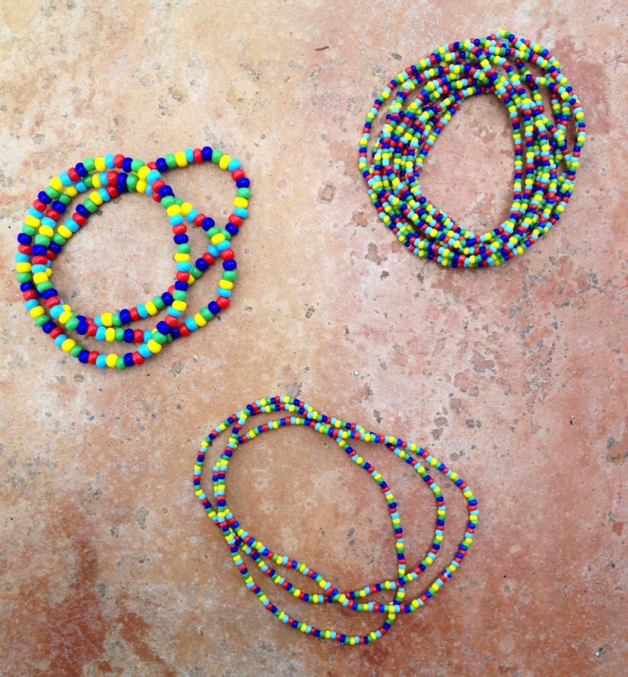 Rainbow Beaded Bracelet Anklet Set 