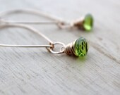 Peridot Hoop Earrings, Gold Filled Boho Teardrop Chandelier Earrings, Spring Green Fashion - Parachute