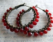 Crimson, Wire Wrapped Hoop Earrings,Special Pricing