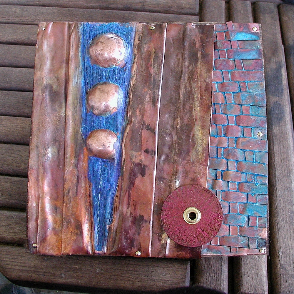 Copper Wall Art Forged, Fold Formed, and Colored