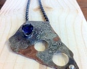Copper with Fused Silver and 8mm Sapphire 