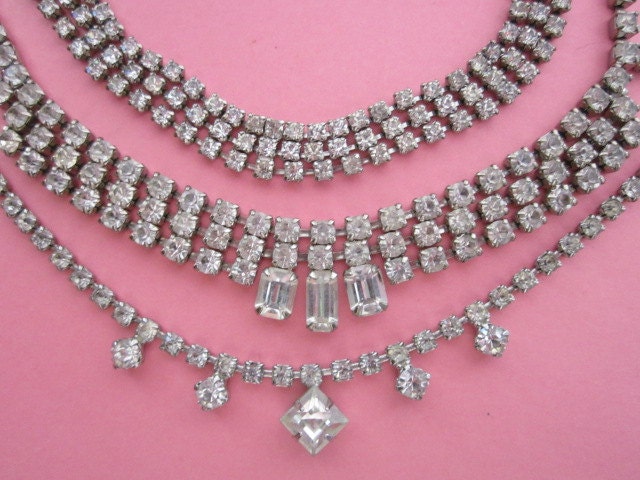 DeStash 3 Vintage Rhinestone Necklaces