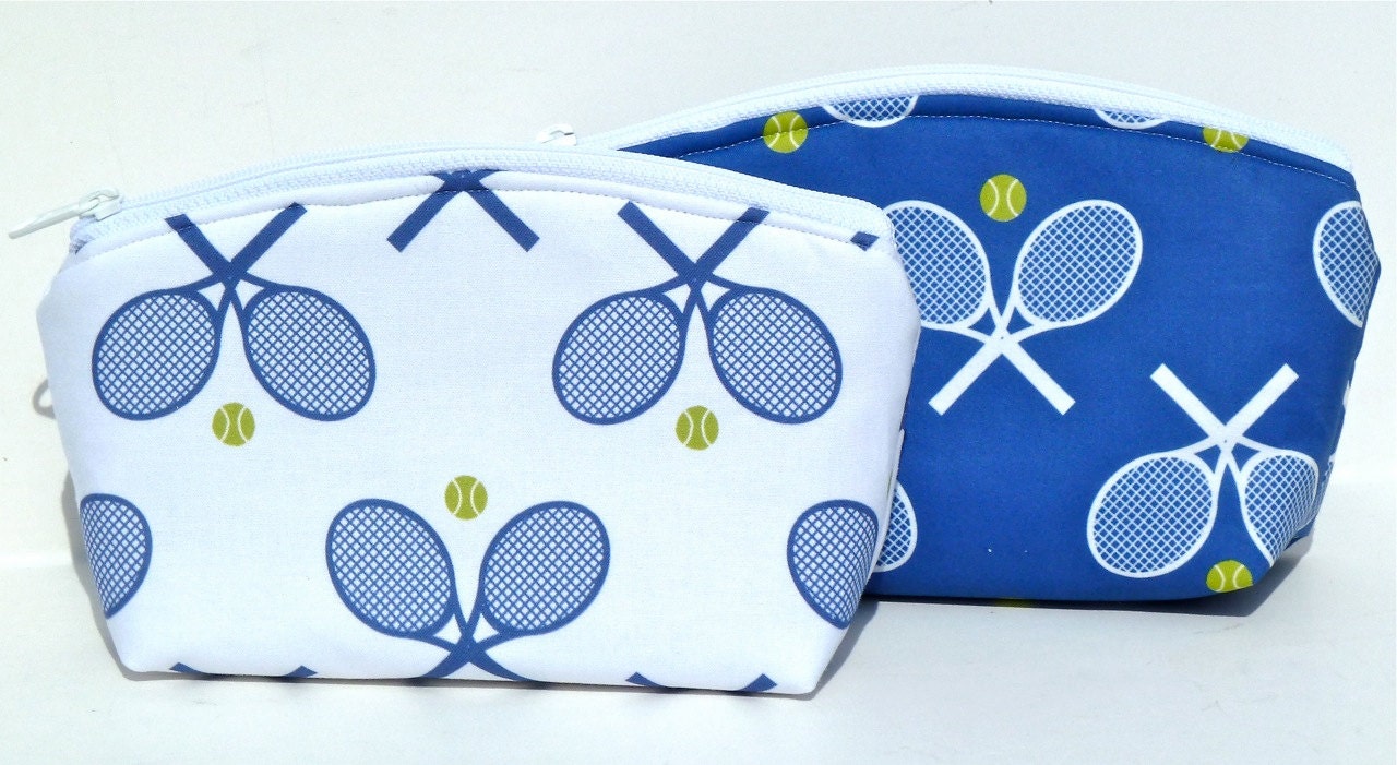 Tennis Makeup Bag/Zippered Pouch Padded Flat Bottom Round Top