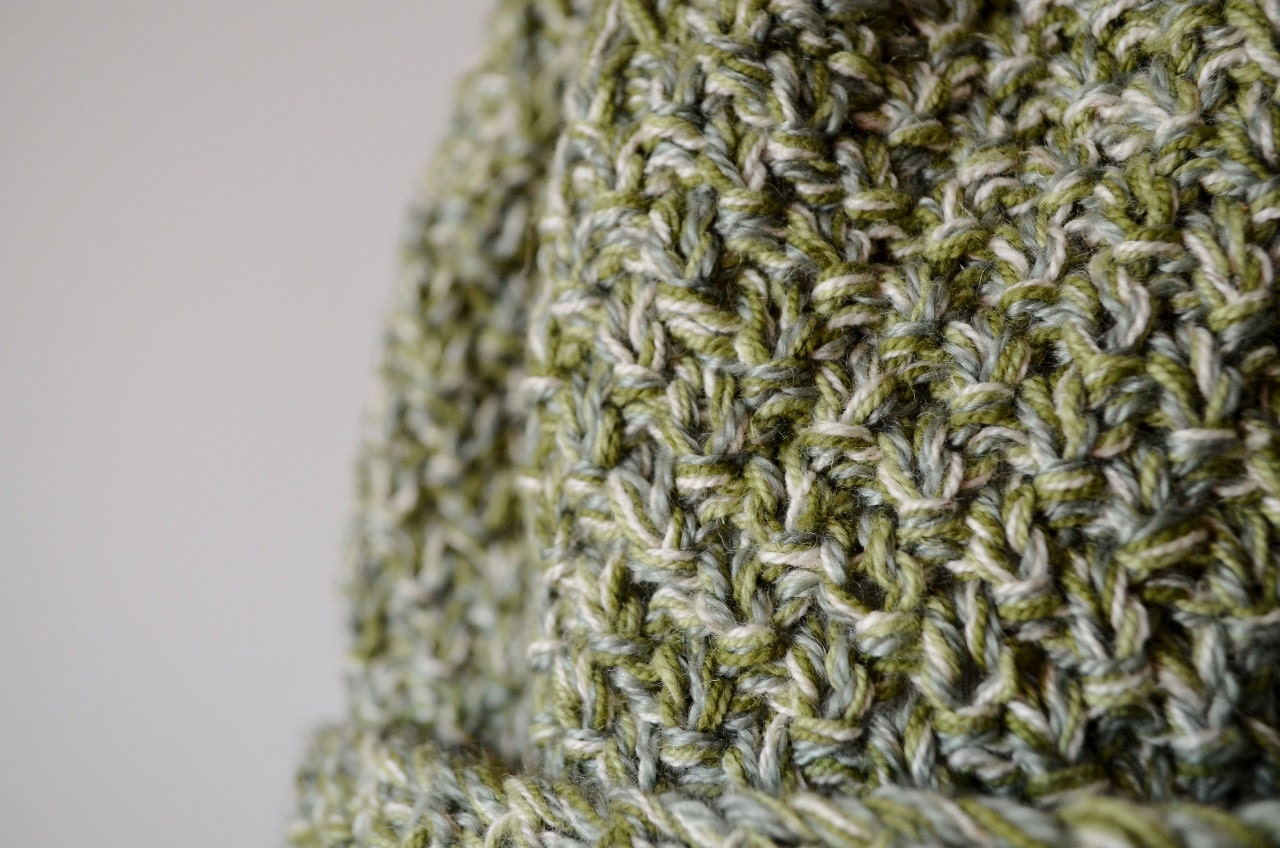 Star Moss Beanie Hat - Hand Knit Beanie in Moss, Grass, Silver Olive and Cream - Cotton, Linen, Merino Wool & Tencel