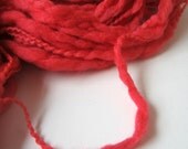 CLEARANCE - Hand Dyed Yarn, Thick and Thin Merino Wool,  Bulky Weight, 250 yards/ 8 oz , Poppy Red