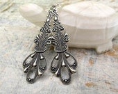 Long silver bohemian earrings Art Nouveau earrings Silver jewelry