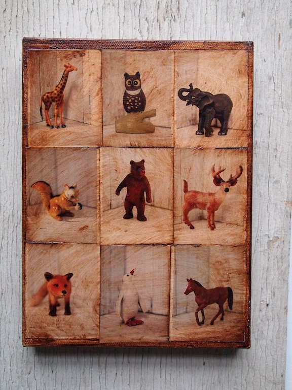 Photo Collage of Plastic Toy Animals - Wall Art