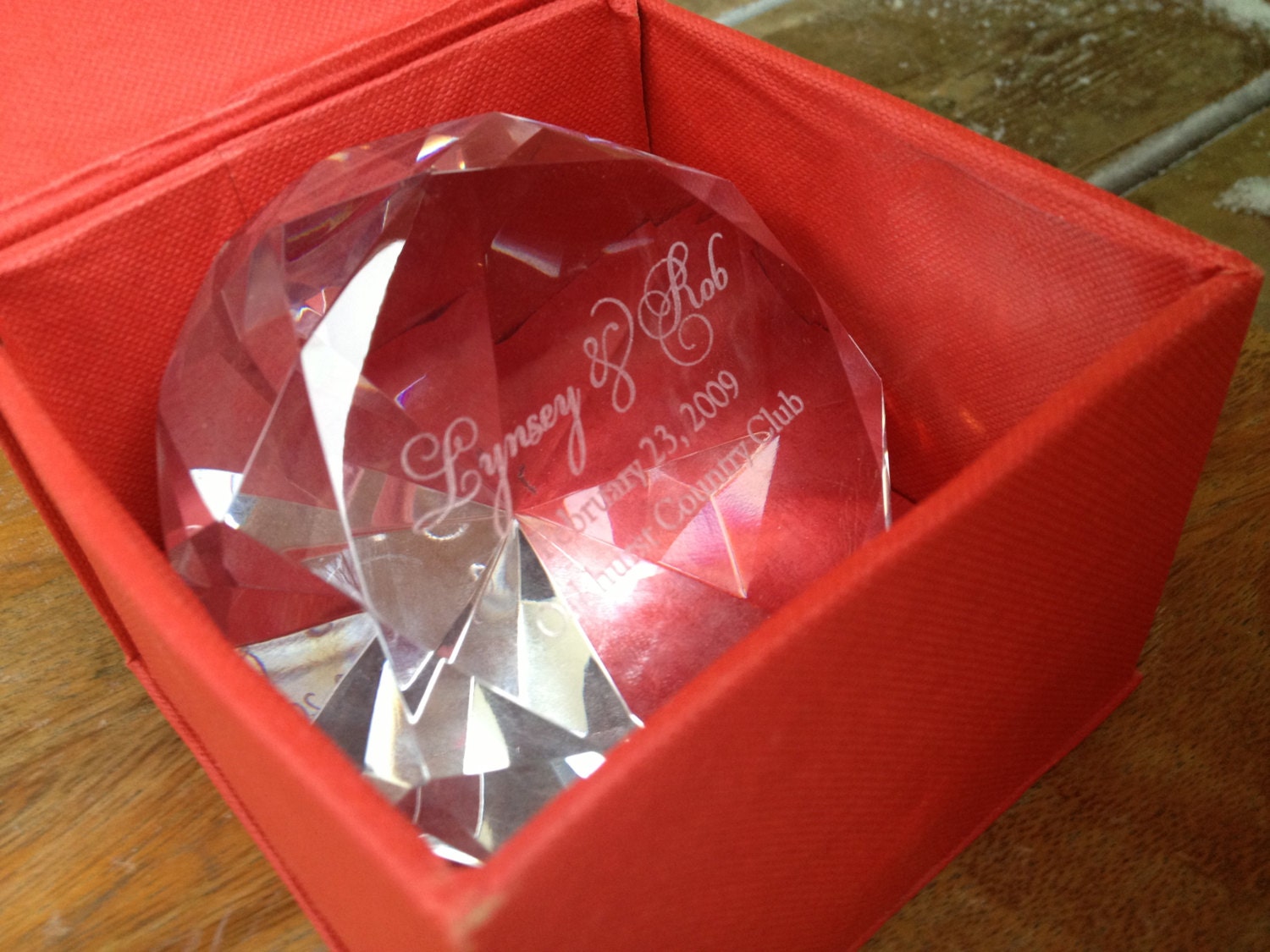 Wedding Gift, Crystal Cut Diamond, Laser Engraved, Diamond Paper Weight, Personalized, Wedding Keepsake