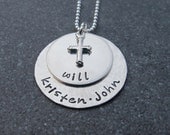 Hand Stamped Jewelry Double Stacked And Hammered A lot Of Faith Necklace in lowercase font