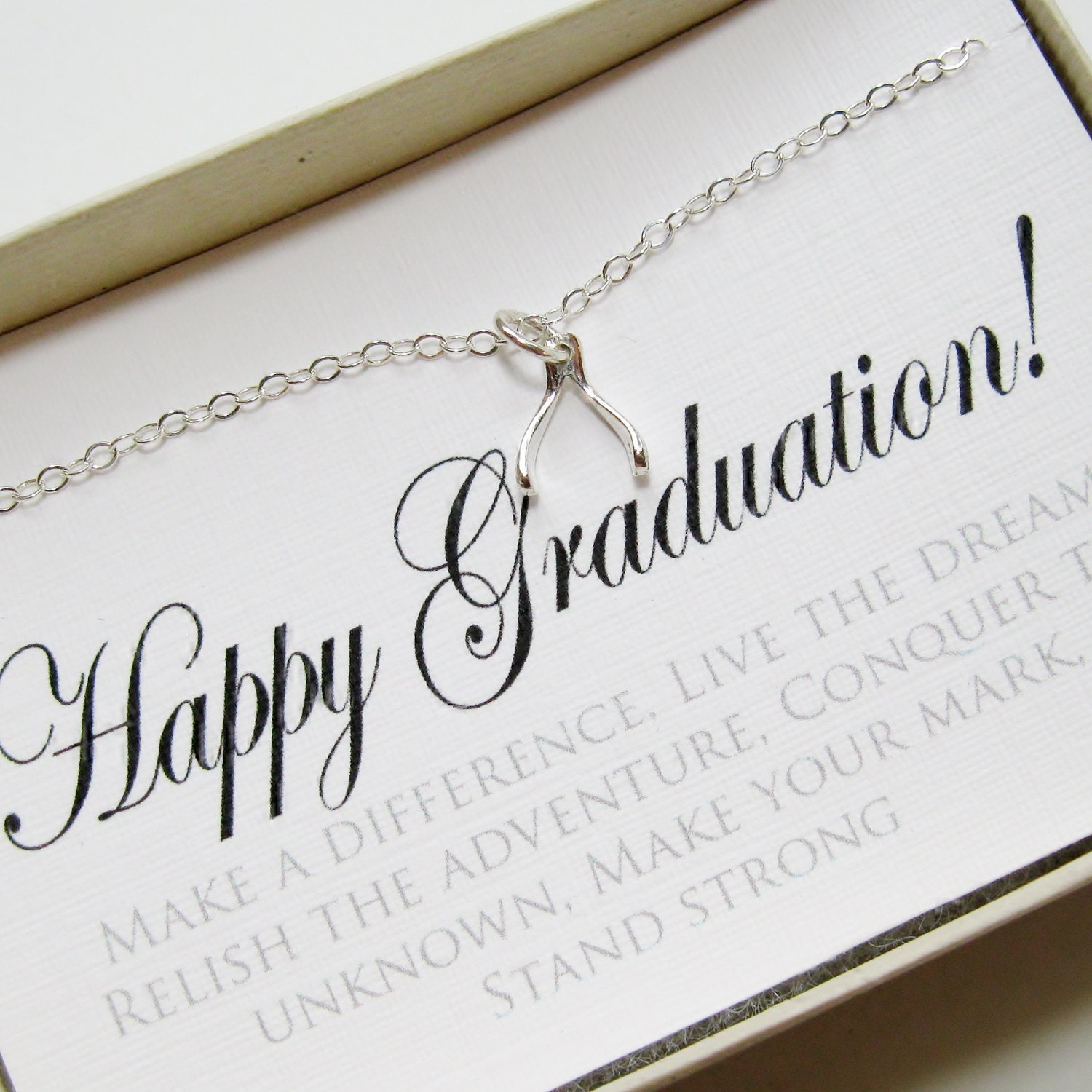 Wishbone Necklace, Sterling Silver - Graduation Gift, Graduate Gift, Class of 2013, Graduation necklace, Graduation Card Jewelry