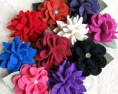 Wholesale Recycled Sweater Wool Flower Pins in Jewel Tones