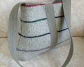 Striped Wool and Khaki Denim BLAKELY Handbag, Eco Friendly Recycled Sweater Wool Purse