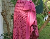 May Sale Women's Vintage Inspired Lined Crochet Skirt - Dark Rose - Size S / M  Converts to Dress Tunic Shawl or Poncho - by Annie Briggs