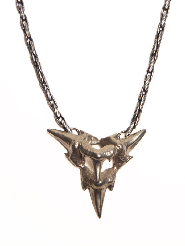 Sand Tiger Shark Teeth Necklace in Silver