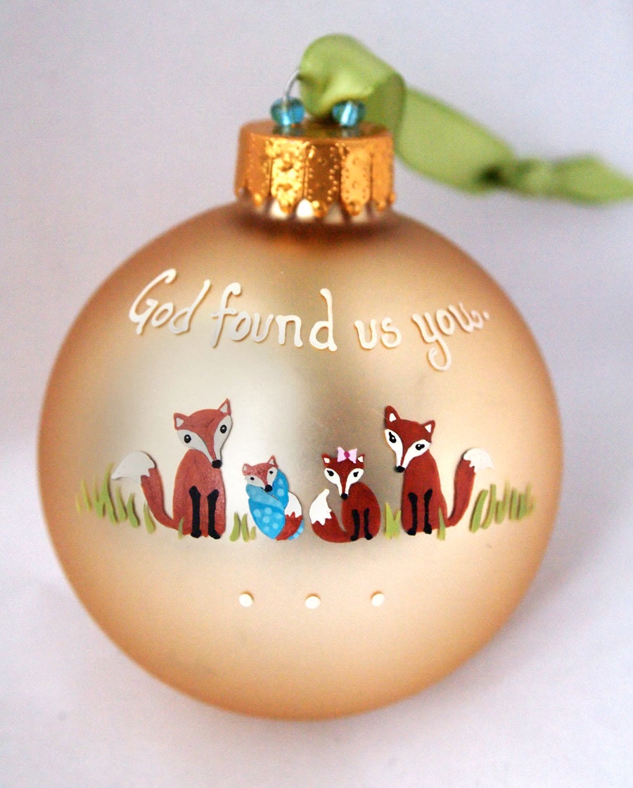 Adoption Ornament  - Fox Family, Personalized