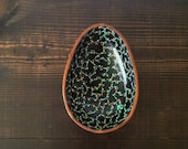 Egg Shaped Bowl : Blue/Green Dots in Black Design