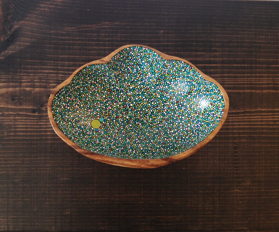 Seashell Dish : Blue/Green Dots