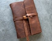 5x7 - Initials - Leather Journal or Sketchbook - Rustic Brandy