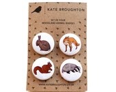 woodland animal pin/badge set