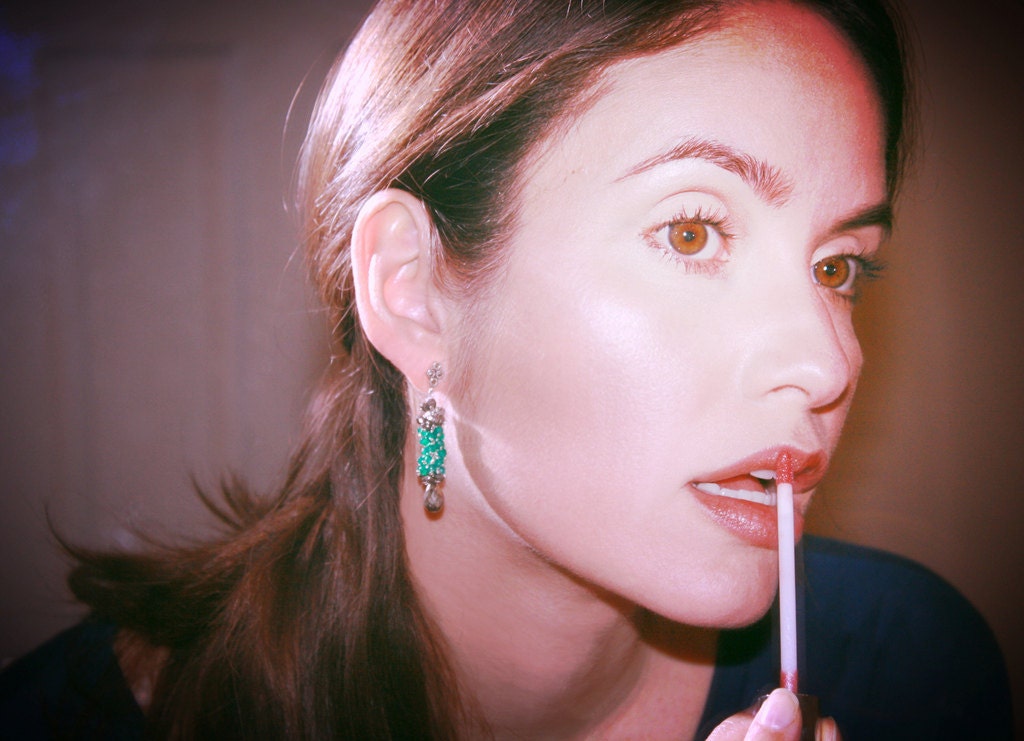 Green onyx and pyrite earrings