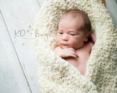Cream Crocheted Mini Baby Blanket--Sized for Photography Prop
