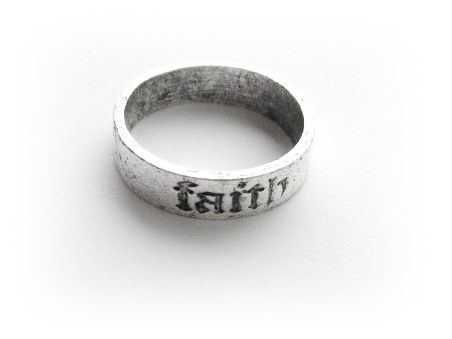 1 - FAITH Ring Band - Size 7 - Antique Silver Ox Brass Jewelry (DK2499)